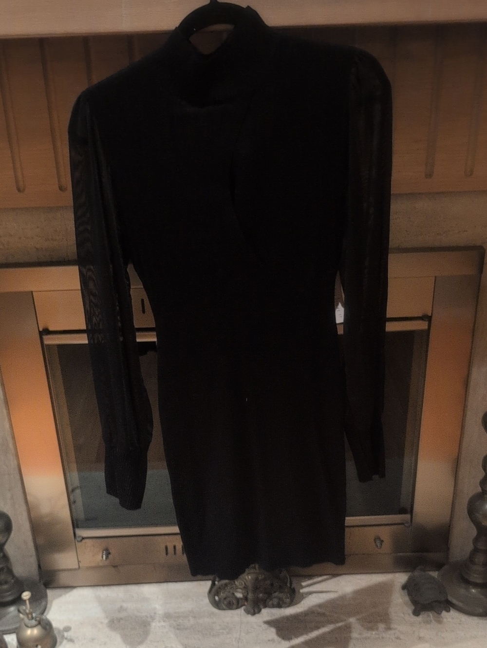 Crave Fame Black Mock-Neck Long Sleeve Dress